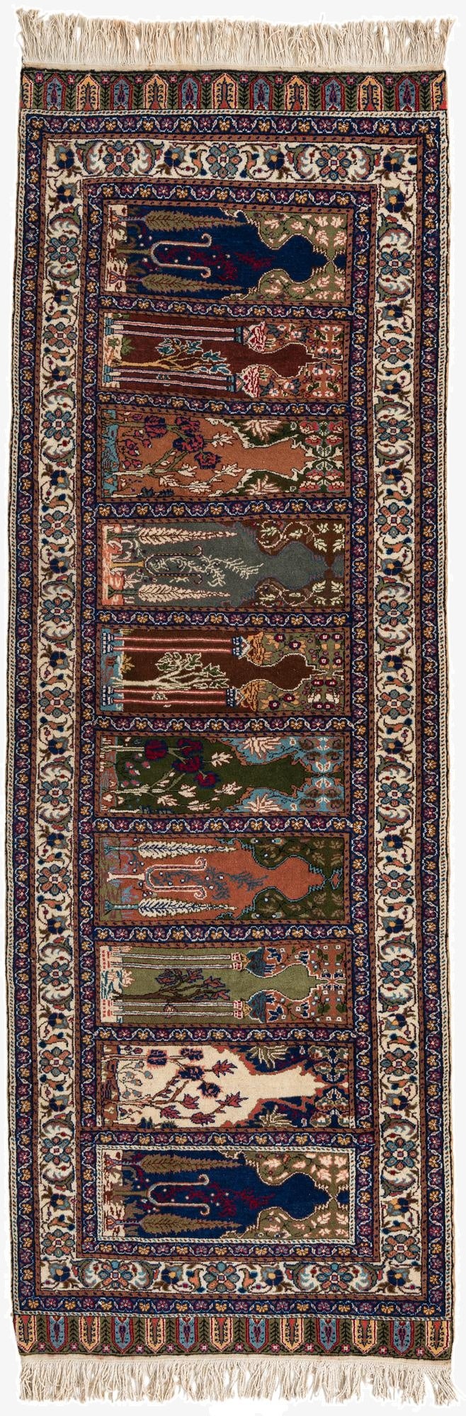  3' 4 x 9' 9  Hand Knotted Anatolian Oriental Wool Runner Rug