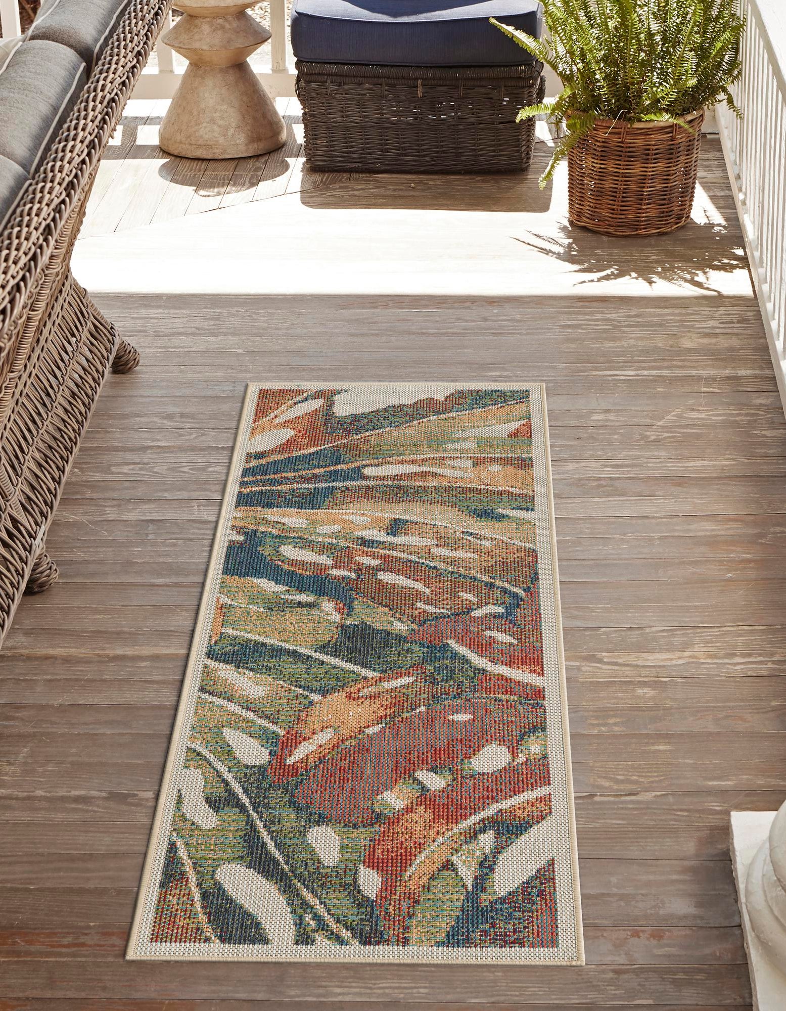 Multicolor 2' x 5' 1 Baja Indoor / Outdoor Runner Rug