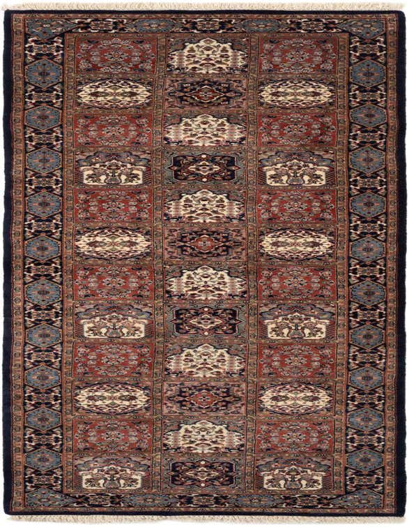 A 10 Ft Bakhtiar wool runner rug with a multi-colored tribal and traditional floral pattern, perfect for a hallway.