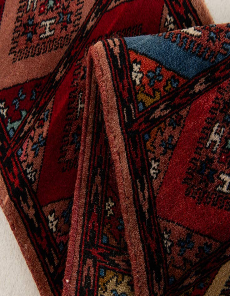 Detail image of  1' x 3' 10  Hand Knotted Bokhara Oriental Wool Runner Rug