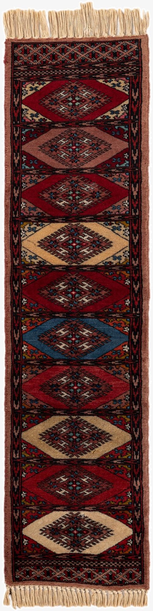  1' x 3' 10  Hand Knotted Bokhara Oriental Wool Runner Rug