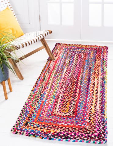  2' 7 x 6' 1  Hand Braided Chindi Runner Rug