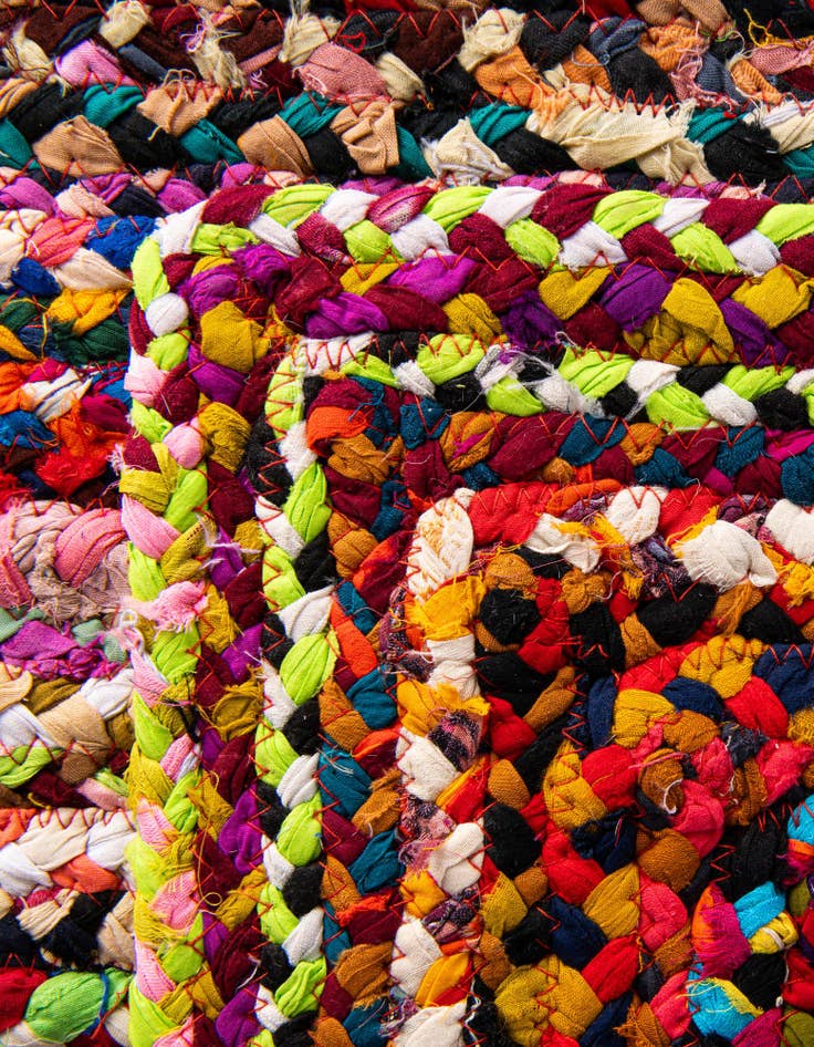 Detail image of  2' 7 x 6' 1  Hand Braided Chindi Runner Rug