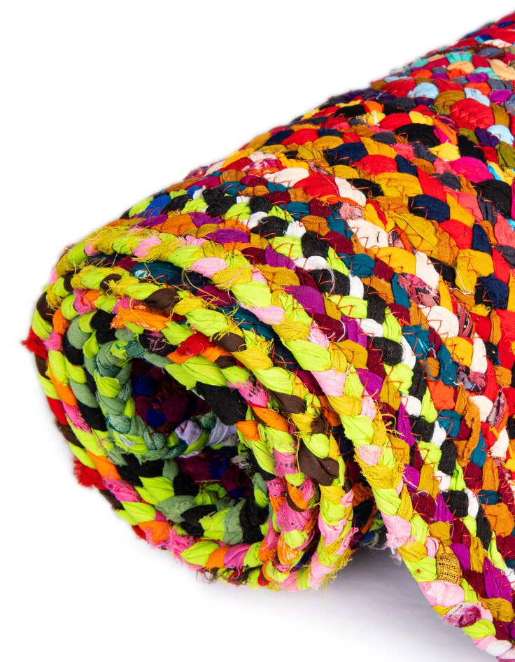 Detail image of  2' 7 x 6' 1  Hand Braided Chindi Runner Rug