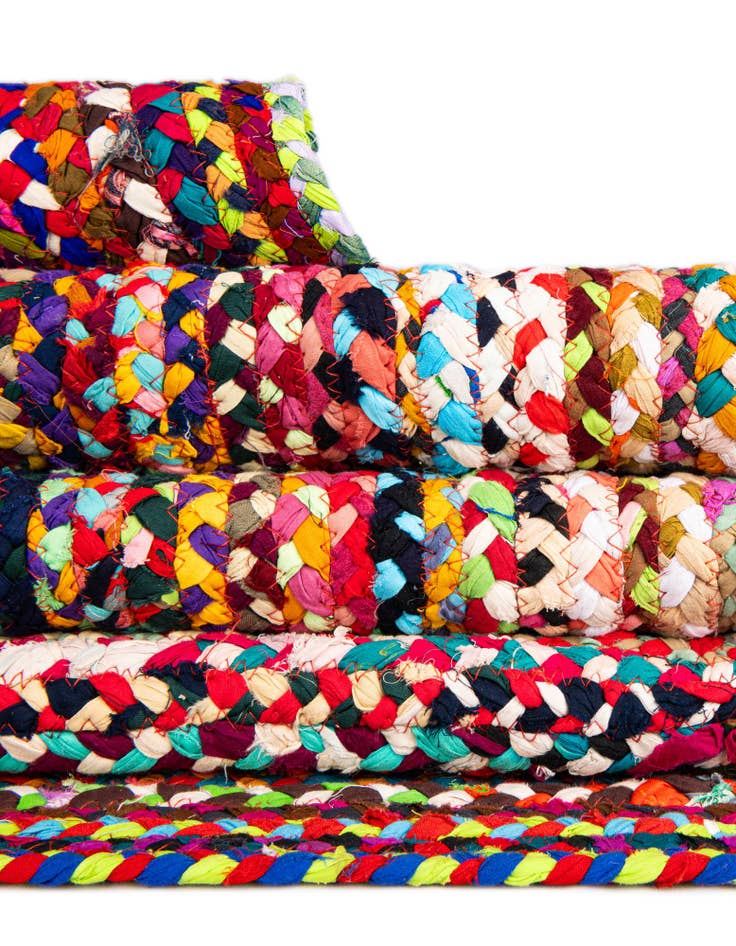 Detail image of  2' 7 x 6' 1  Hand Braided Chindi Runner Rug