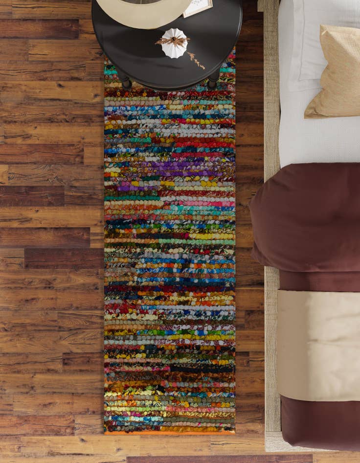 Detail image of  2' 2 x 6' 1  Hand Braided Chindi Runner Rug