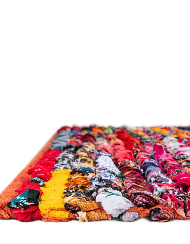 Detail image of  2' 2 x 6' 1  Hand Braided Chindi Runner Rug