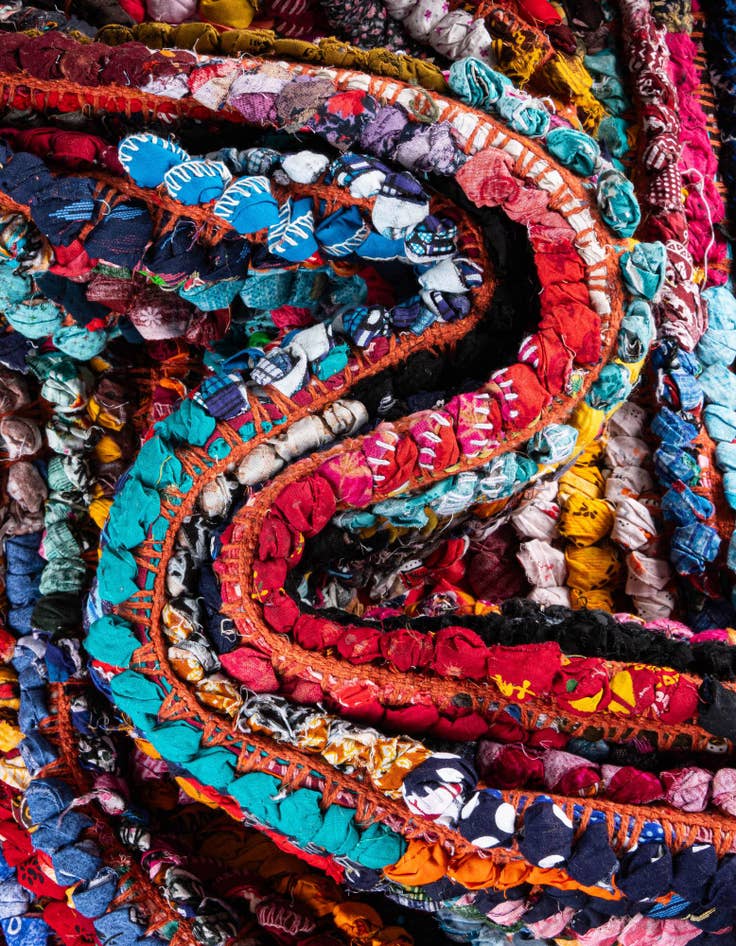 Detail image of  2' 2 x 6' 1  Hand Braided Chindi Runner Rug