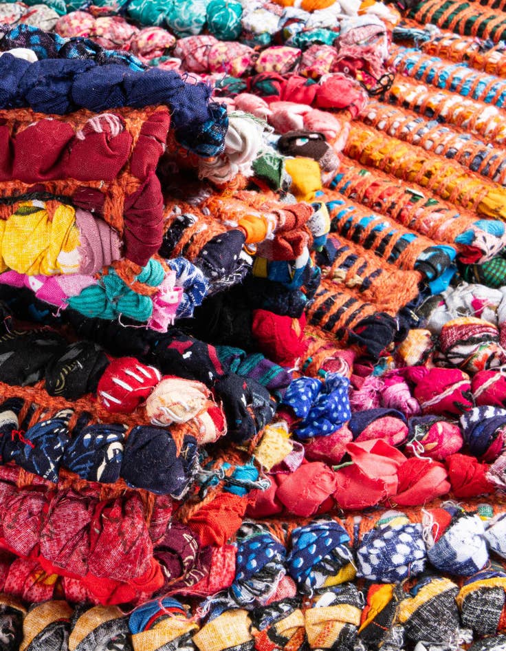 Detail image of  2' 2 x 6' 1  Hand Braided Chindi Runner Rug