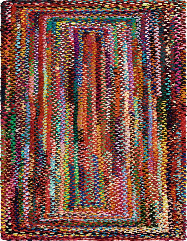 Detail image of  2' 7 x 8'  Hand Braided Chindi Runner Rug