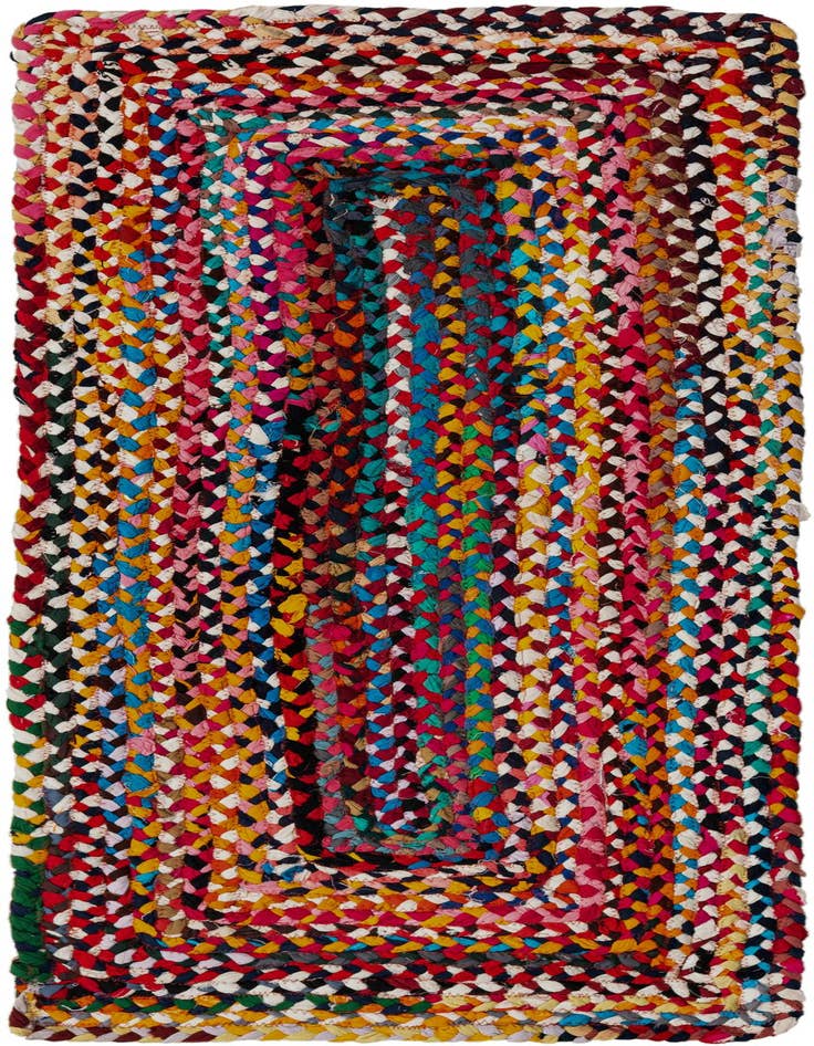 Detail image of  2' x 5' 1  Hand Braided Chindi Runner Rug