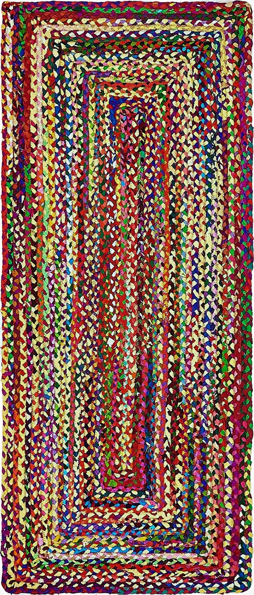  2' 7 x 6' 1  Hand Braided Chindi Runner Rug