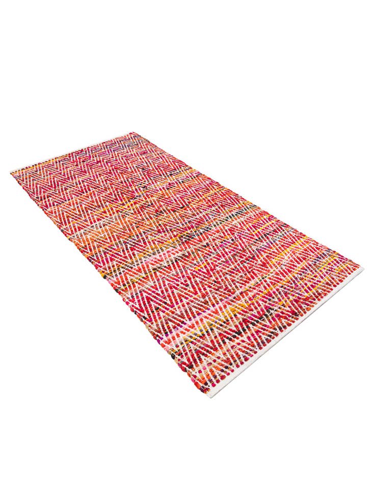 Detail image of 3' 5 x 6' 11 Hand Woven Chindi Chevron Runner Rug