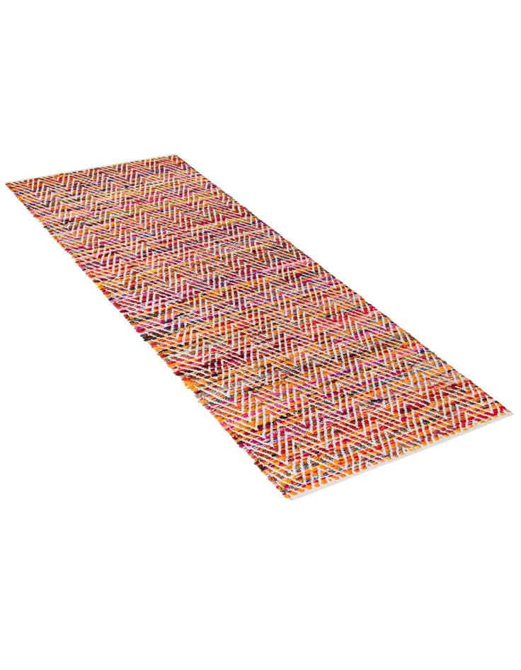 Detail image of  2' 7 x 10'  Hand Woven Chindi Chevron Runner Rug