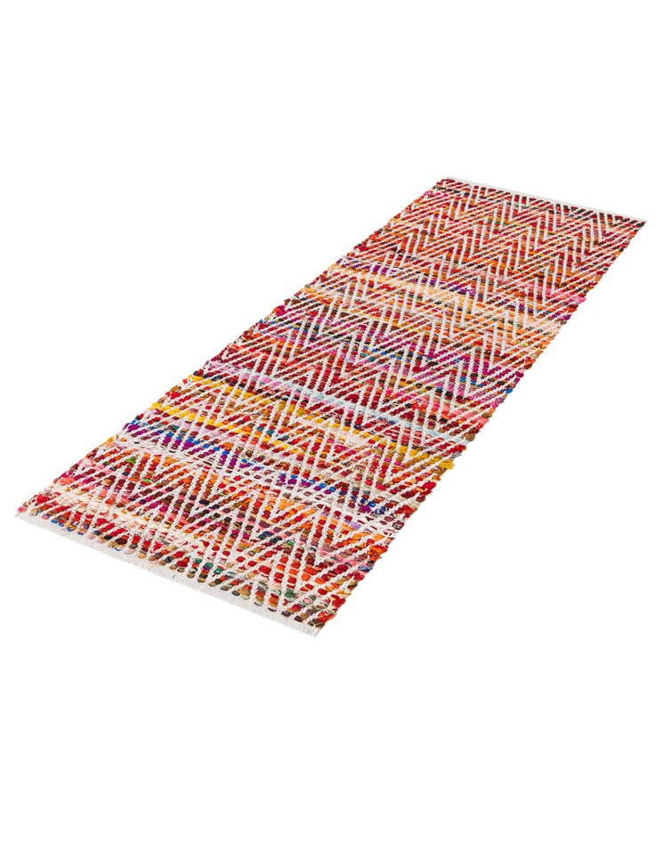 Detail image of  2' 2 x 6' 1  Hand Woven Chindi Chevron Runner Rug