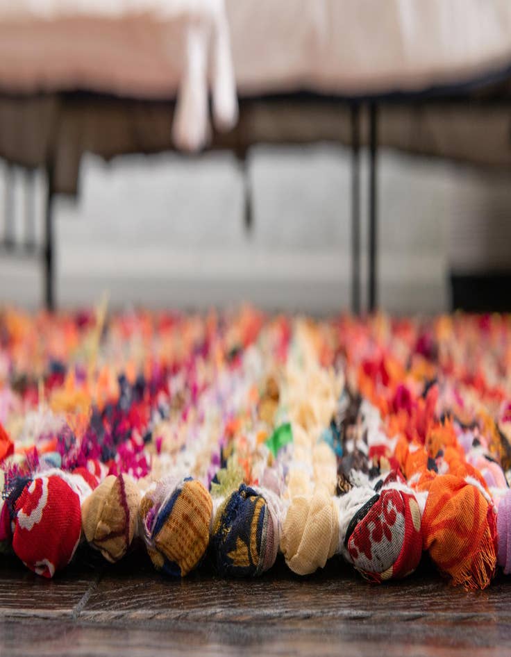 Detail image of  2' 2 x 6' 1  Hand Woven Chindi Chevron Runner Rug