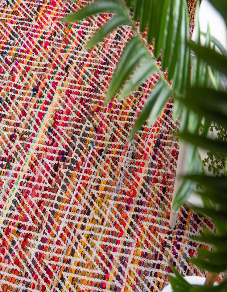 Detail image of  2' 2 x 6' 1  Hand Woven Chindi Chevron Runner Rug