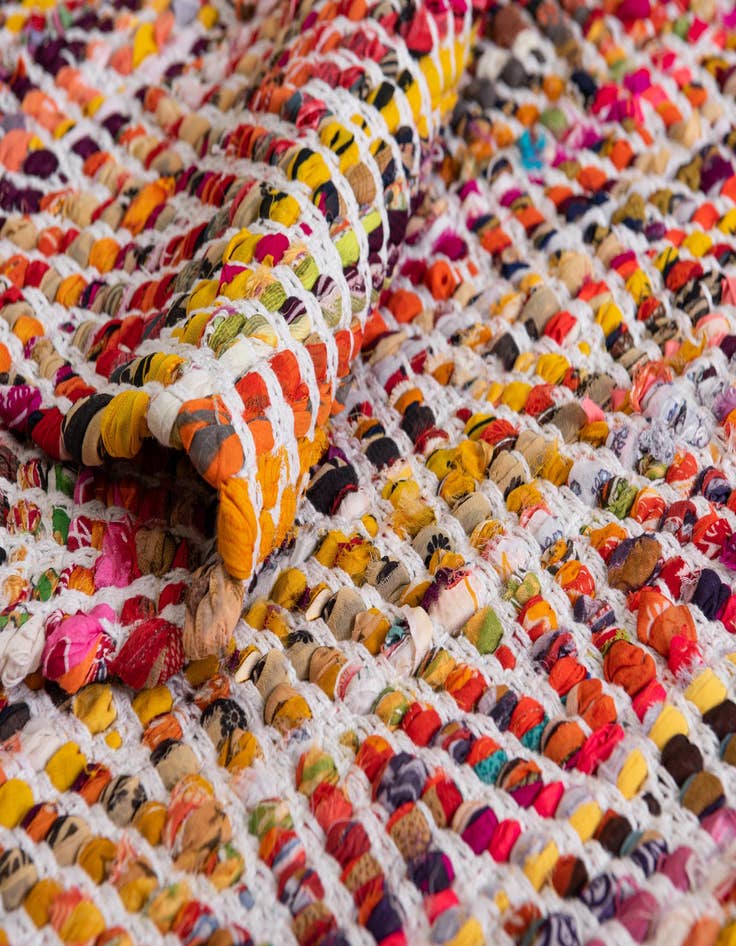 Detail image of  2' 2 x 6' 1  Hand Woven Chindi Chevron Runner Rug