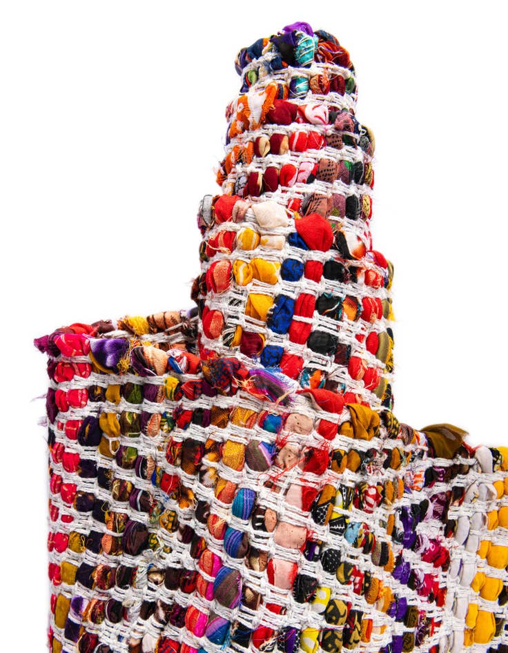 Detail image of  2' 2 x 6' 1  Hand Woven Chindi Chevron Runner Rug