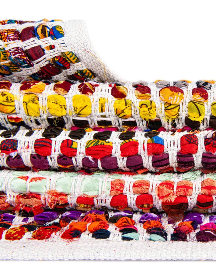 Detail image of  2' 2 x 6' 1  Hand Woven Chindi Chevron Runner Rug