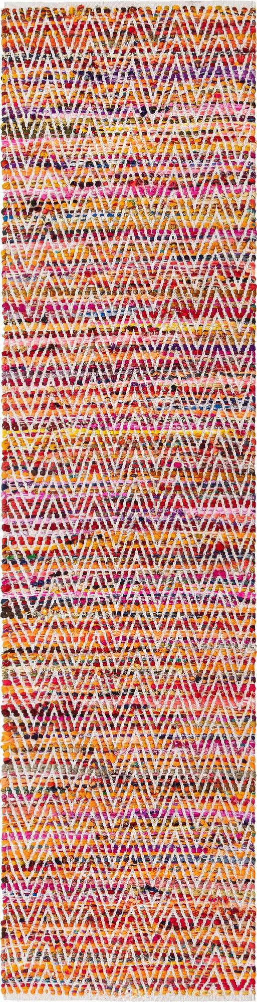  2' 7 x 10'  Hand Woven Chindi Chevron Runner Rug