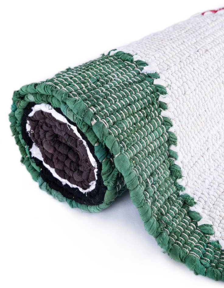 Detail image of  2' x 8'  Hand Braided Chindi Cotton Runner Rug