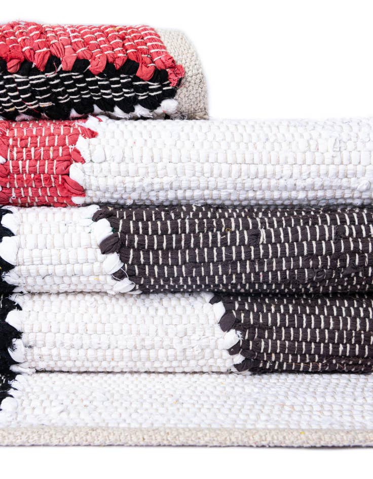 Detail image of  2' x 8'  Hand Braided Chindi Cotton Runner Rug