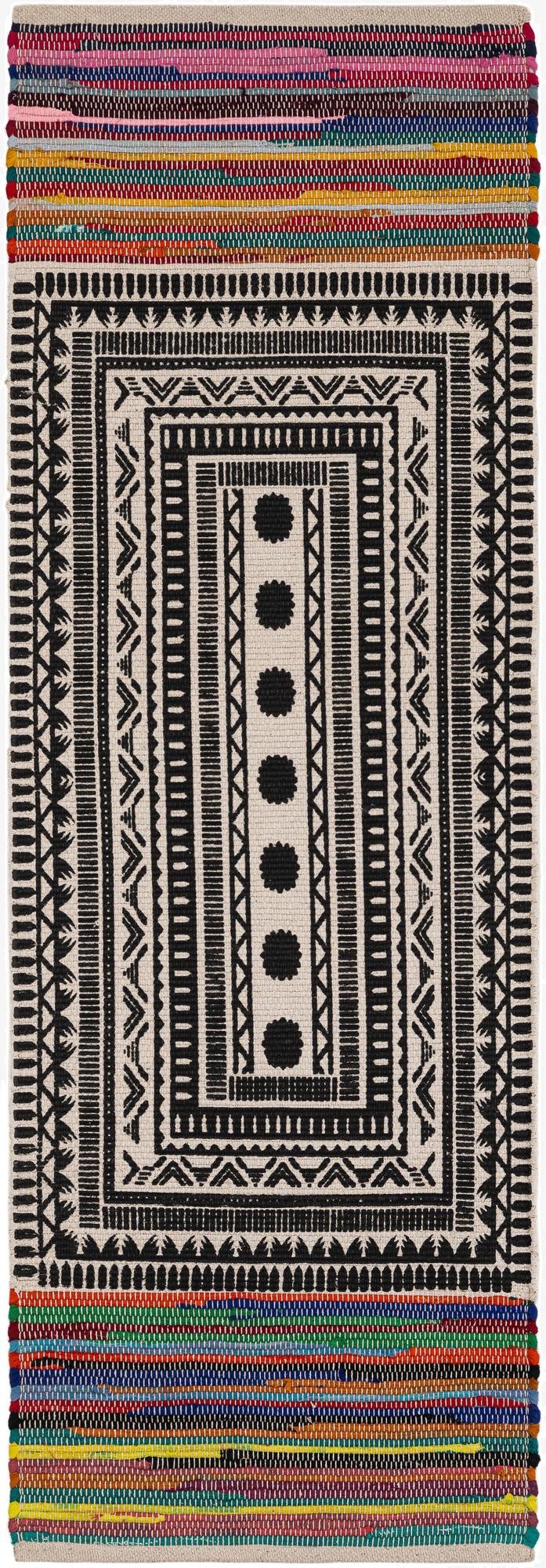 Primary image  2' x 6' 1  Hand Braided Chindi Cotton Runner Rug