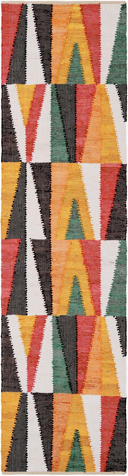  2' 7 x 10'  Hand Braided Chindi Cotton Runner Rug