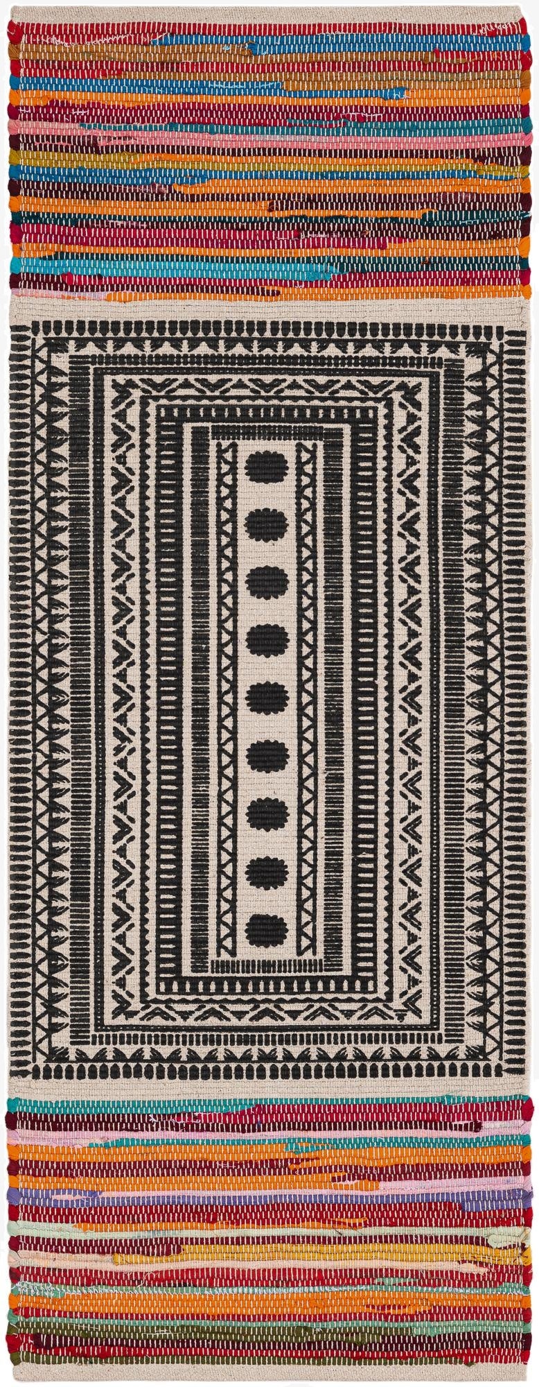 Primary image  2' x 5' 1  Hand Braided Chindi Cotton Runner Rug