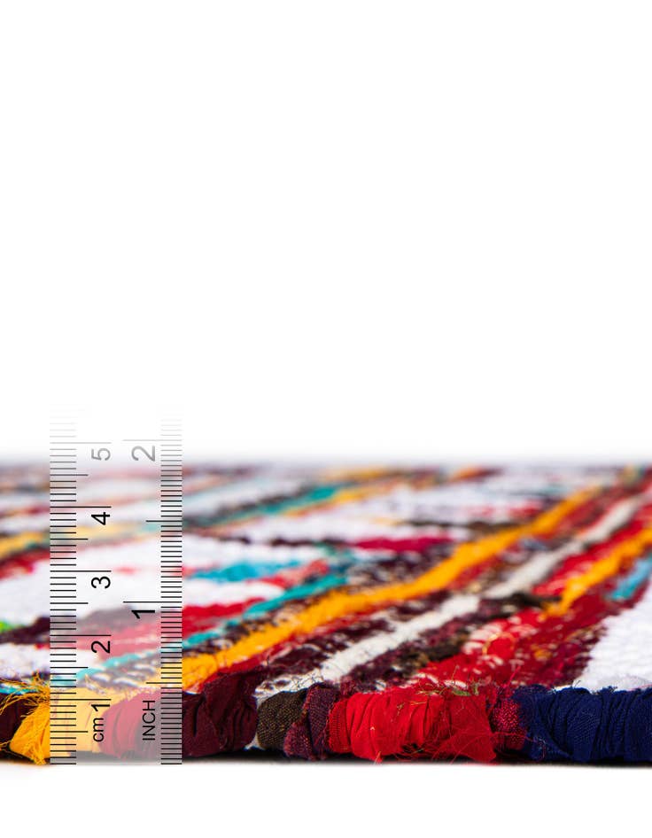 Detail image of  2' 2 x 6' 1  Hand Woven Chindi Trellis Runner Rug