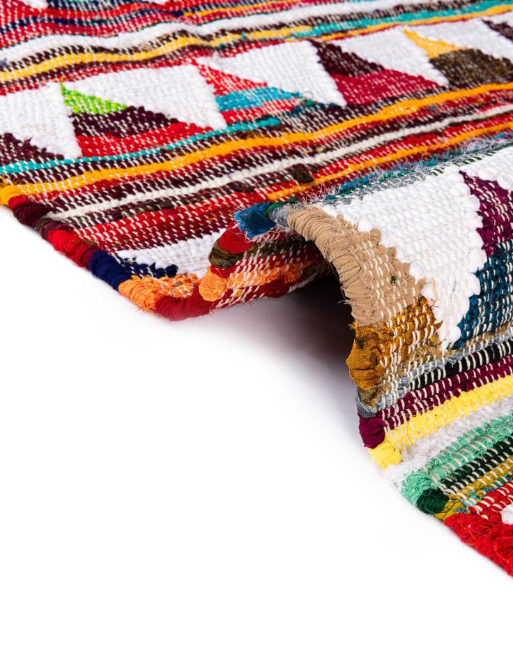 Detail image of  2' 2 x 6' 1  Hand Woven Chindi Trellis Runner Rug