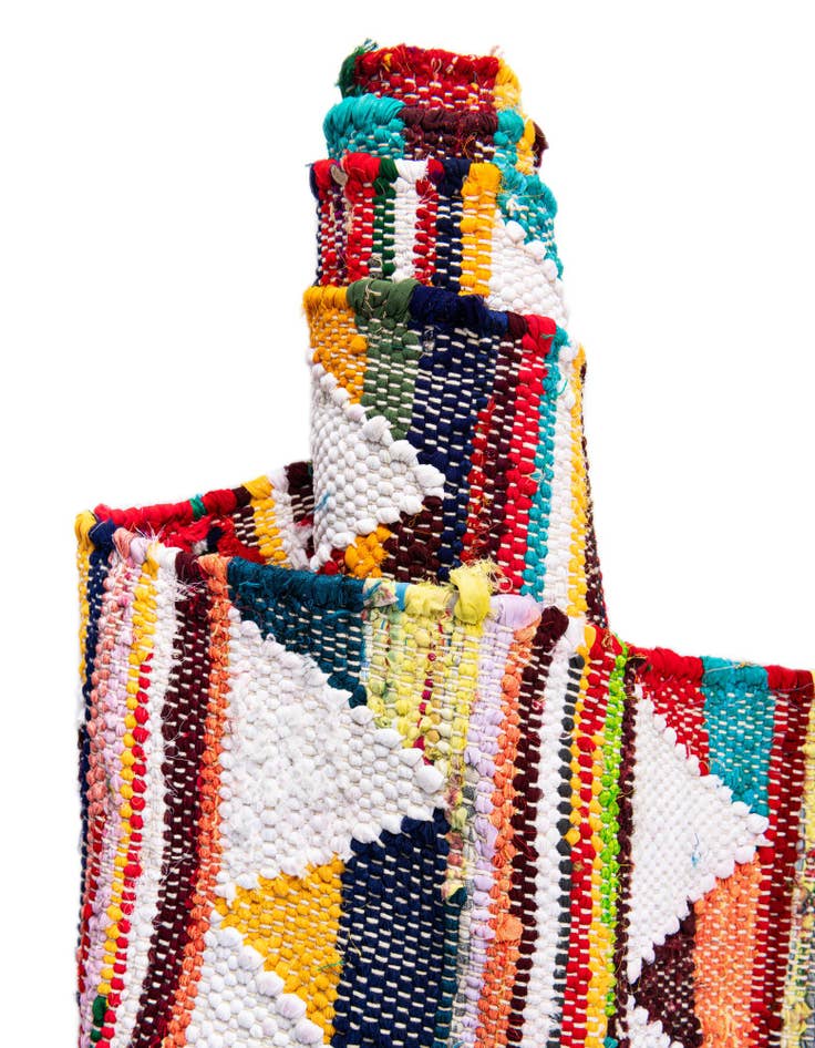 Detail image of  2' 2 x 6' 1  Hand Woven Chindi Trellis Runner Rug