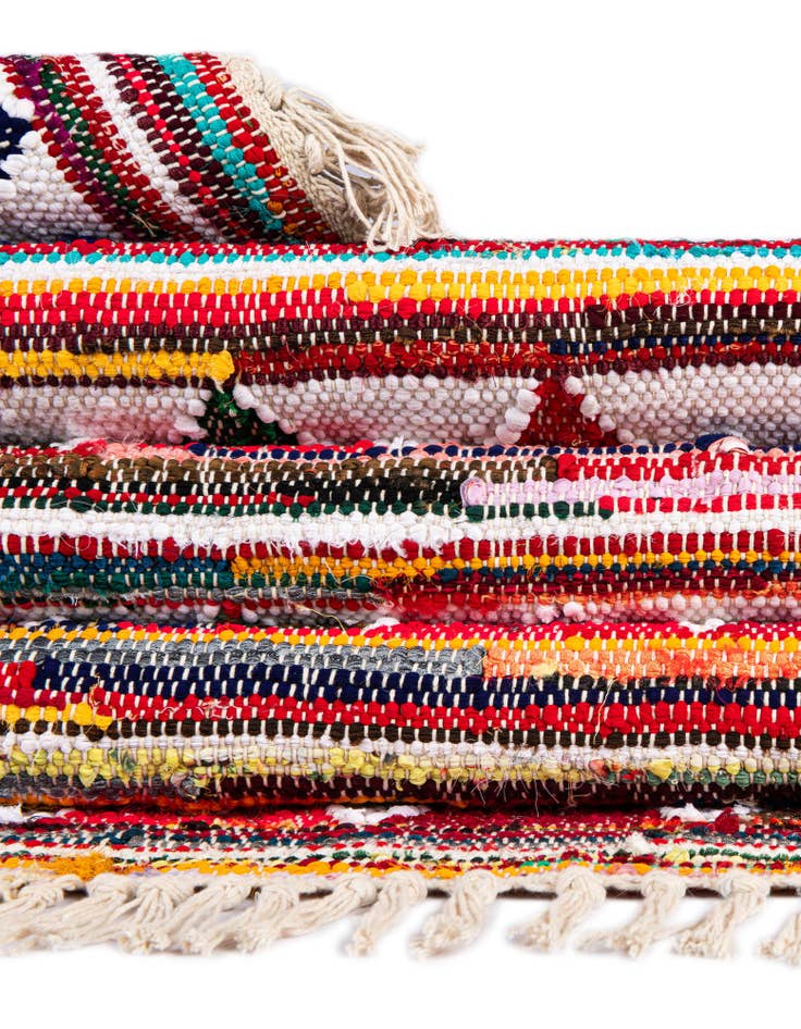 Detail image of  2' 2 x 6' 1  Hand Woven Chindi Trellis Runner Rug