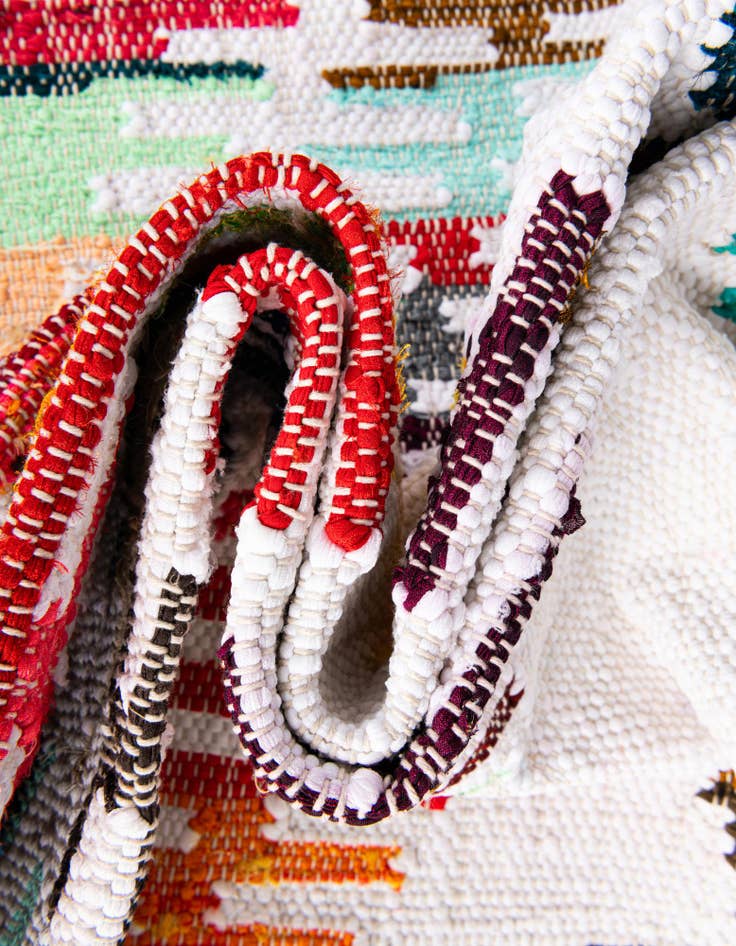 Detail image of  2' 2 x 6' 1  Hand Woven Chindi Trellis Runner Rug