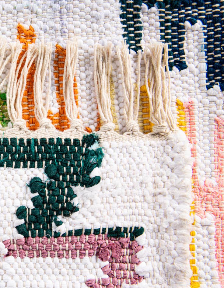 Detail image of  2' 2 x 6' 1  Hand Woven Chindi Trellis Runner Rug