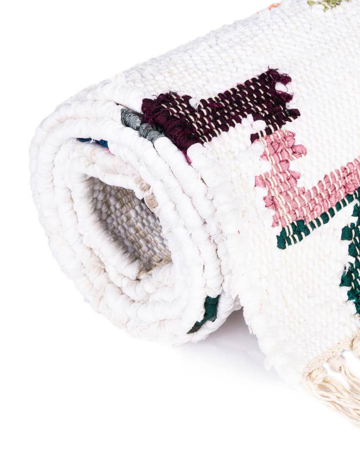 Detail image of  2' 2 x 6' 1  Hand Woven Chindi Trellis Runner Rug