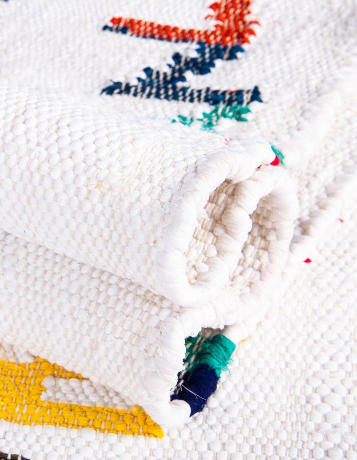 Detail image of  2' 2 x 6' 1  Hand Woven Chindi Trellis Runner Rug