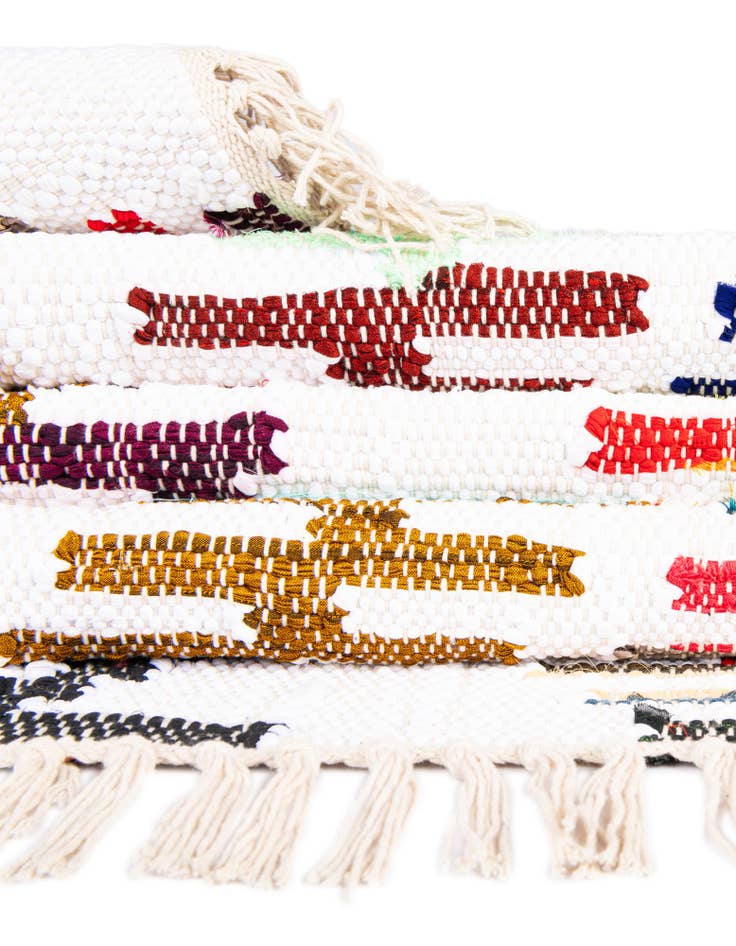 Detail image of  2' 2 x 6' 1  Hand Woven Chindi Trellis Runner Rug