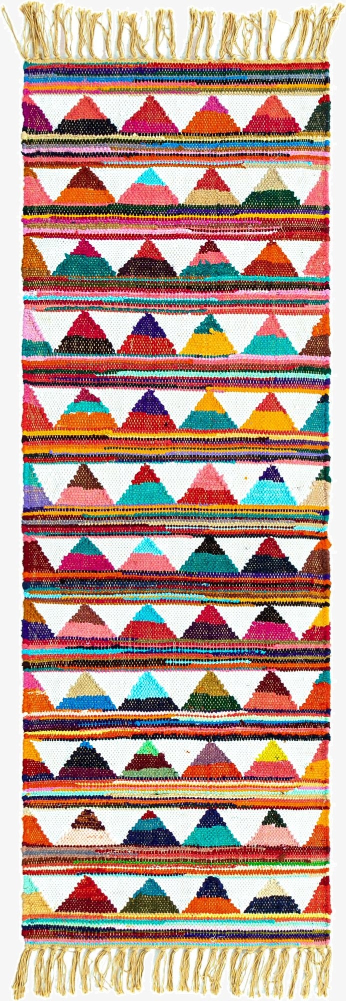  2' 2 x 6' 1  Hand Woven Chindi Trellis Runner Rug