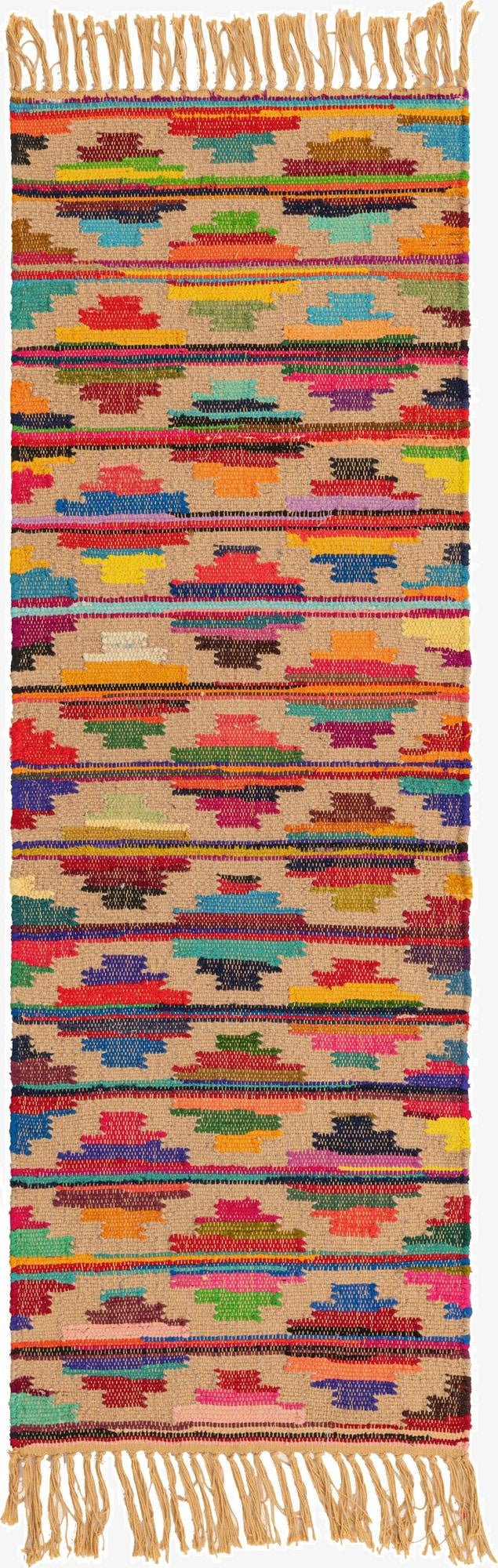  2' 2 x 6' 1  Hand Woven Chindi Trellis Runner Rug