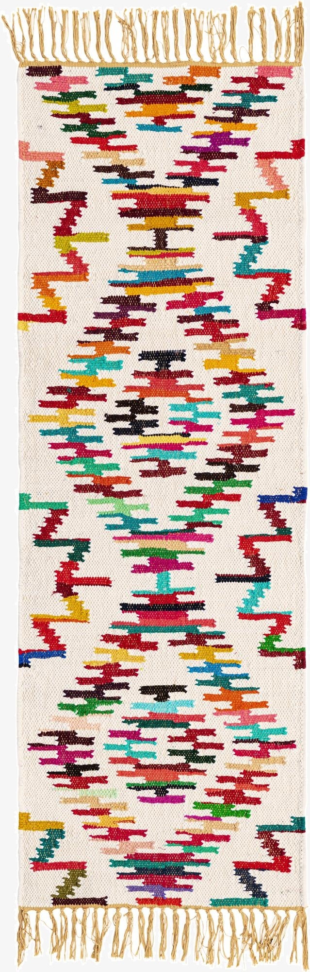  2' 2 x 6' 1  Hand Woven Chindi Trellis Runner Rug