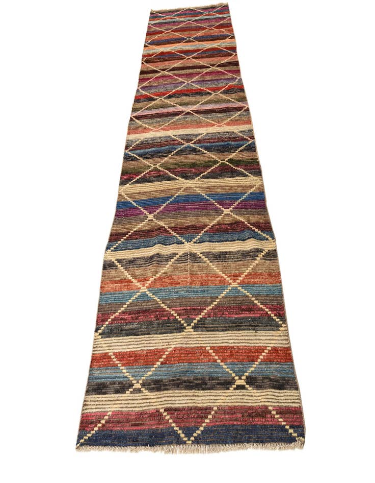 Detail image of  4' 1 x 12' 4  Hand Knotted Darya Wool Runner Rug