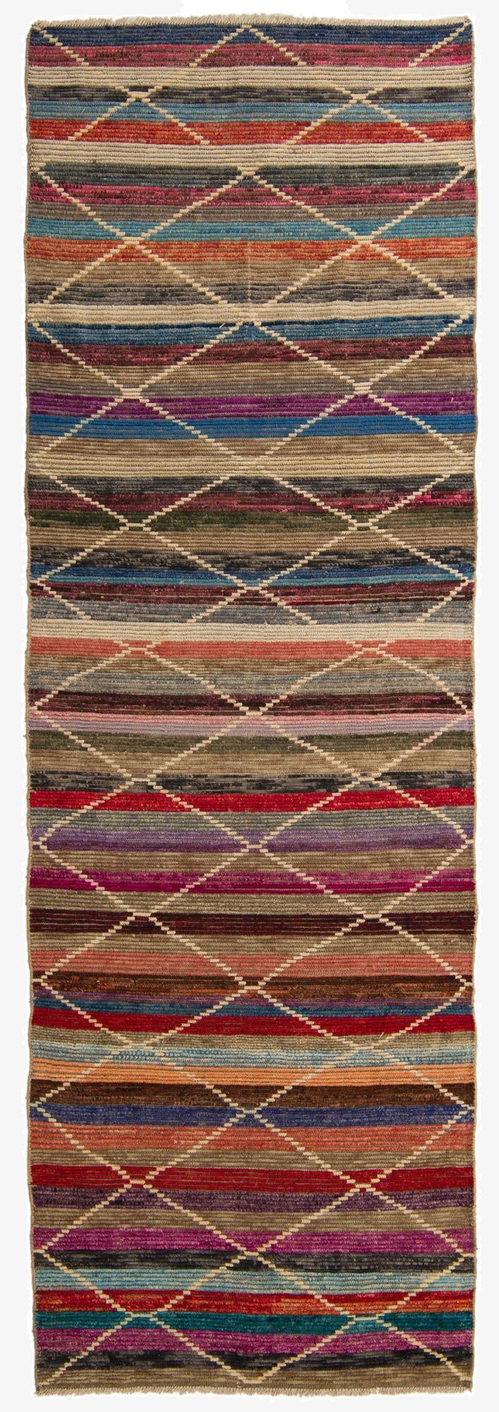  4' 1 x 12' 4  Hand Knotted Darya Wool Runner Rug