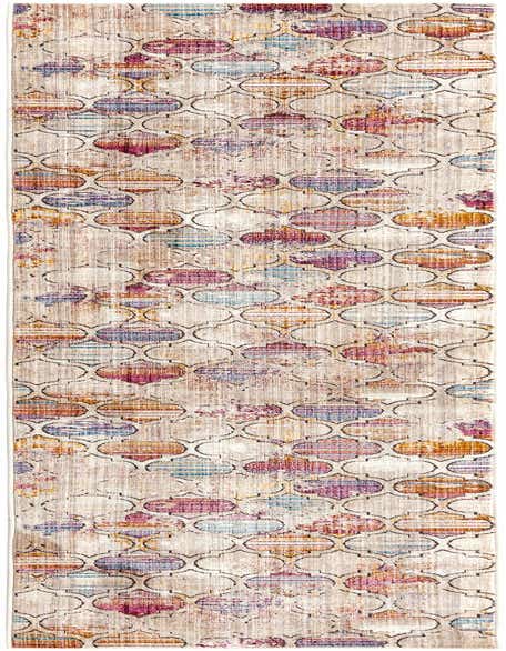 A 12 ft runner rug featuring a multi-colored medallion pattern with distressed details, ideal for a hallway.