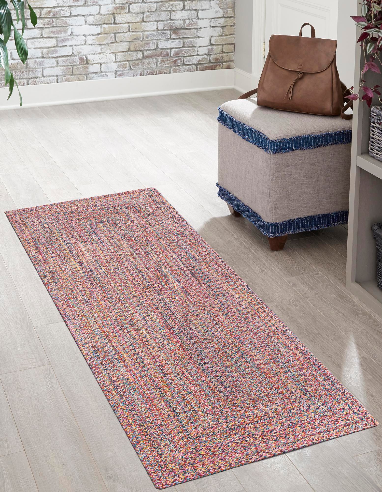 Multicolor 2' x 6' 1 Hand Woven Eco Verse Indoor Washable Indoor ...