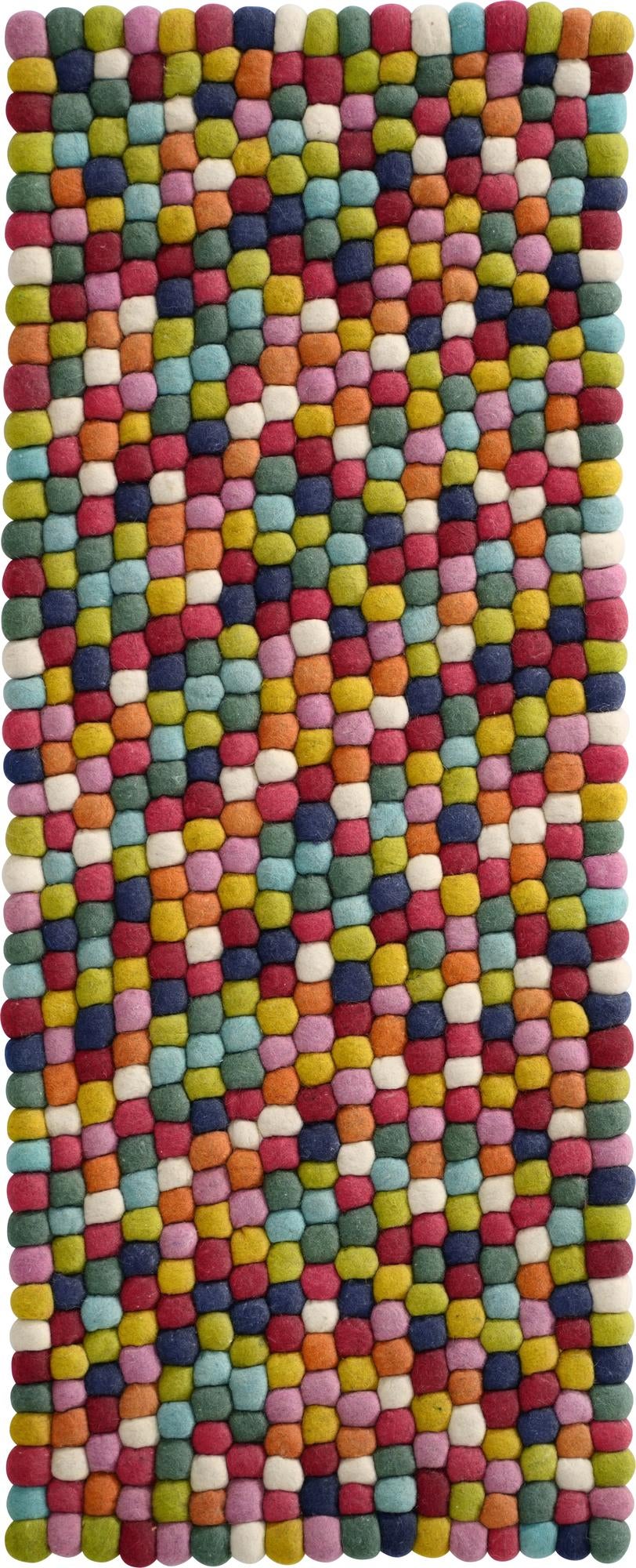  2' x 5' 3 Felt Ball Wool Runner Rug