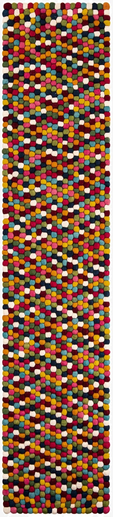 Primary image  2' 7 x 12' Felt Ball Wool Runner Rug