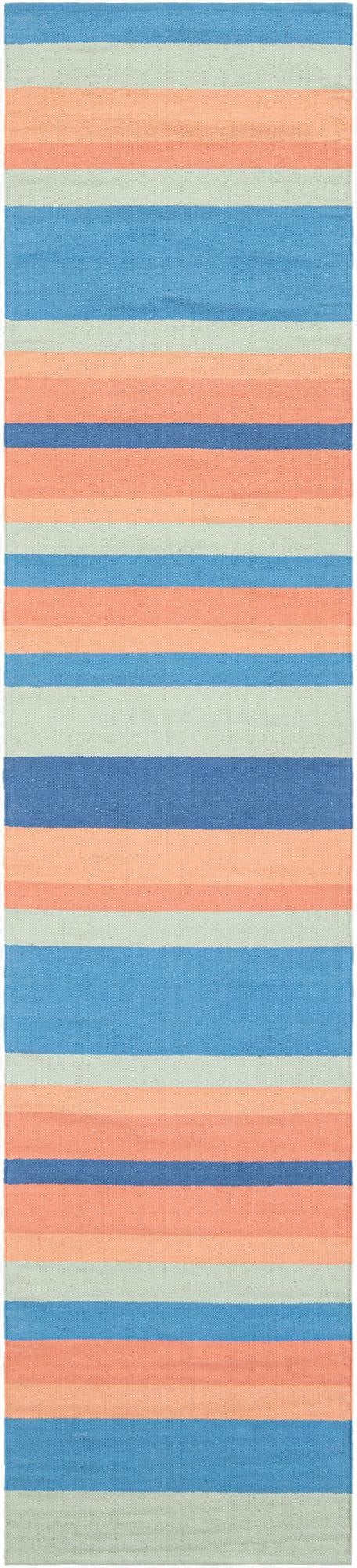  2' 7 x 12'  Hand Woven Flatweave Cotton Dhurrie Runner Rug