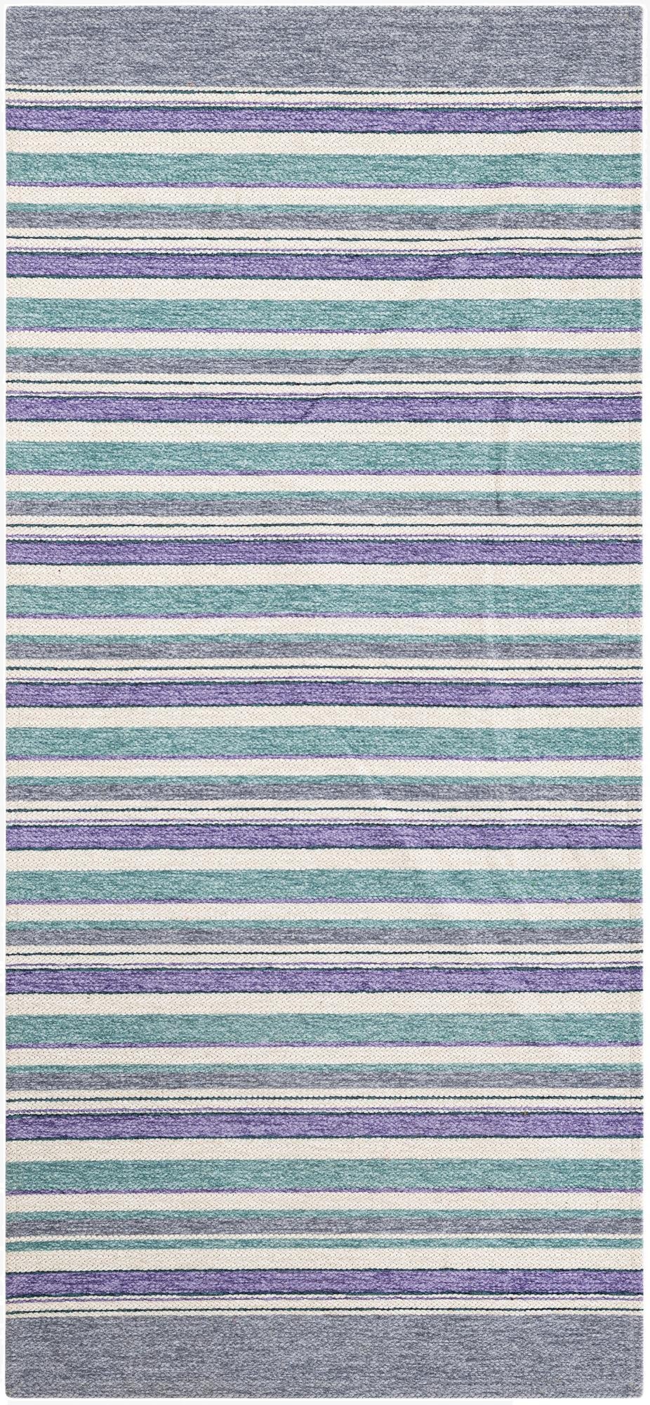  2' 5 x 5' 3 Flatweave Cotton Dhurrie Runner Rug
